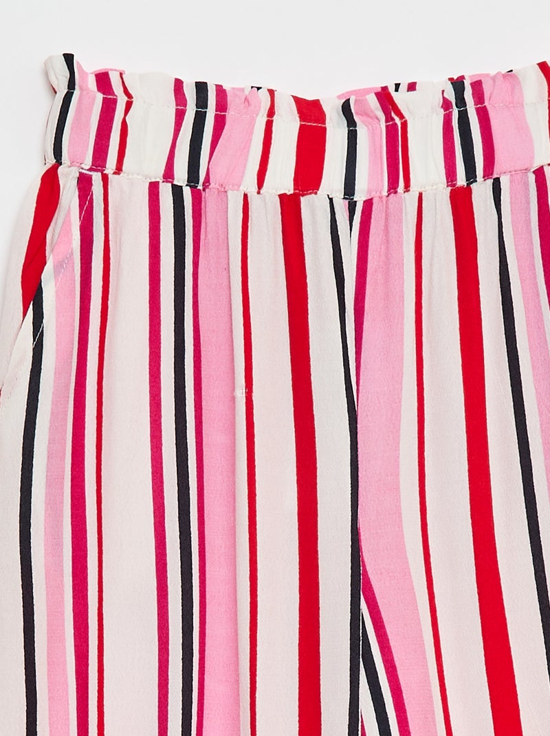 Pantalón ancho estampado con cintura elástica Blanco - Kiabi