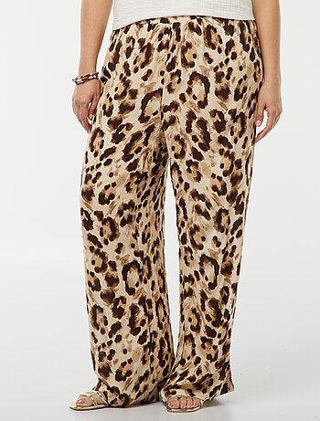 Pantalón ancho estampado con cintura elástica