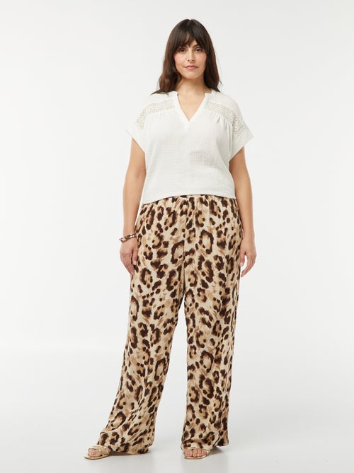 Pantalón ancho estampado con cintura elástica - Kiabi