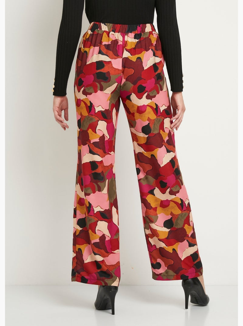 Pantalón ancho estampado con cintura semielástica - Afibel Rosa - Kiabi
