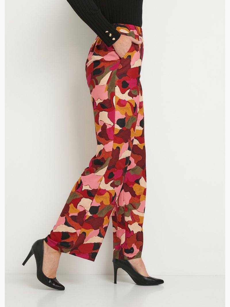 Pantalón ancho estampado con cintura semielástica - Afibel Rosa - Kiabi