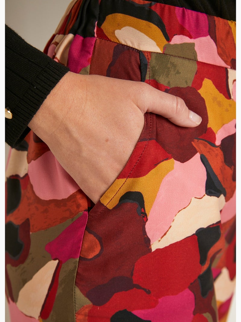 Pantalón ancho estampado con cintura semielástica - Afibel Rosa - Kiabi