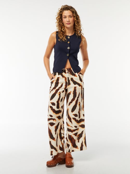 Pantalón ancho estampado moteado - Kiabi