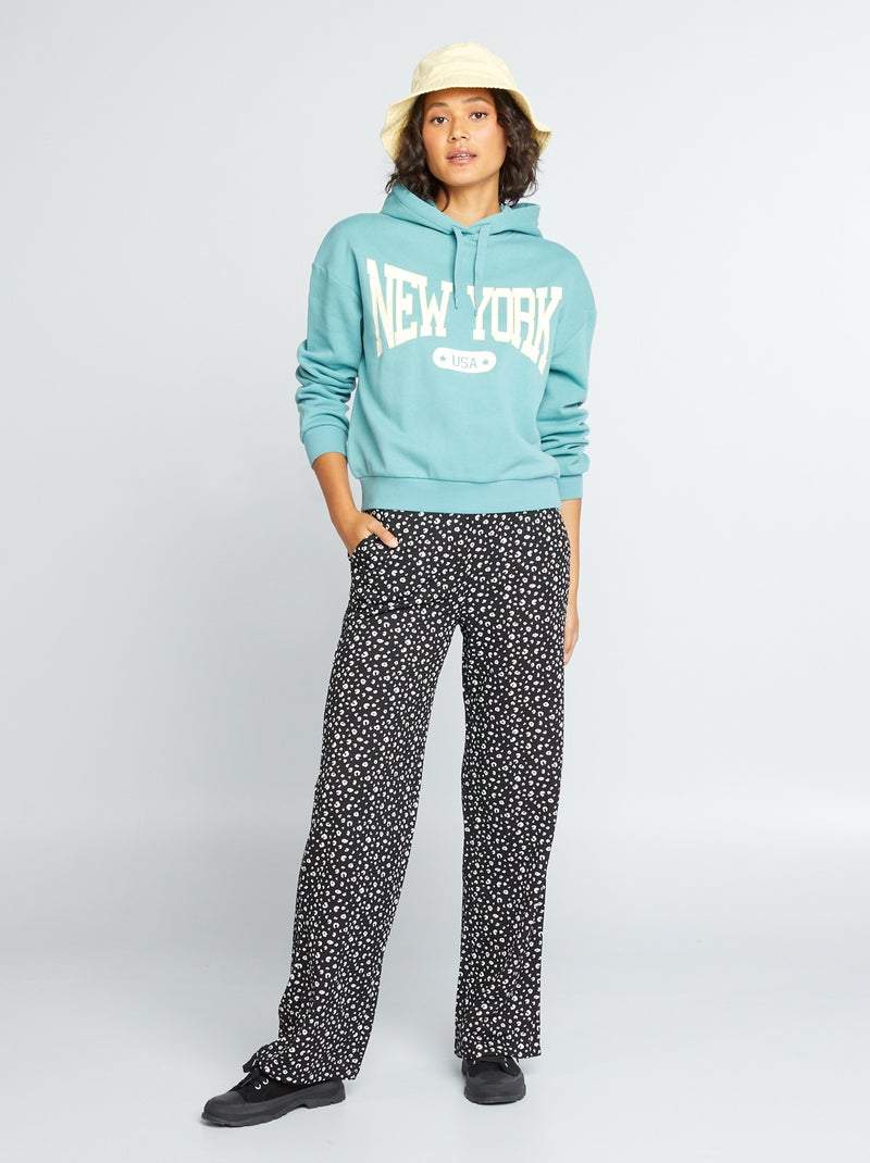 Pantalón ancho estampado moteado NEGRO - Kiabi
