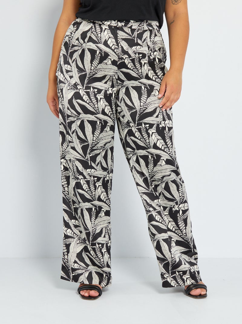 Pantalón ancho estampado NEGRO - Kiabi
