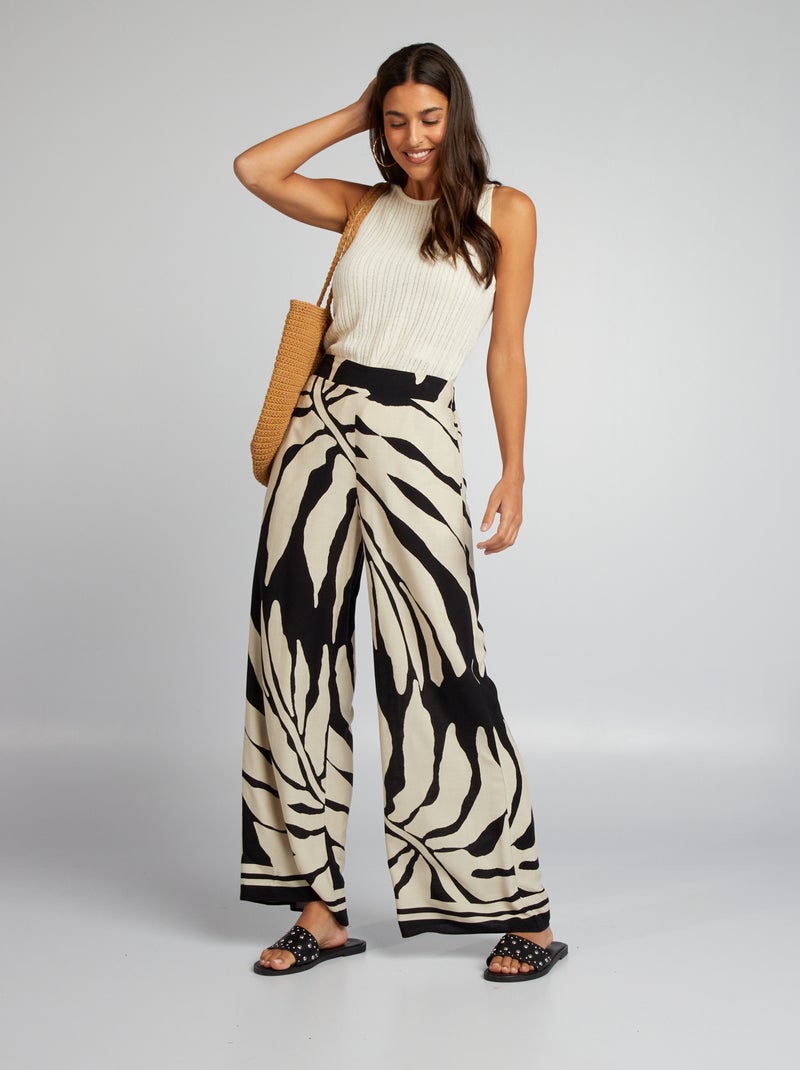 Pantalón ancho estampado NEGRO - Kiabi