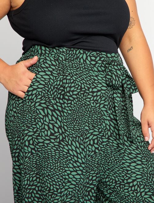 Pantalón ancho estampado verdes - Mujer