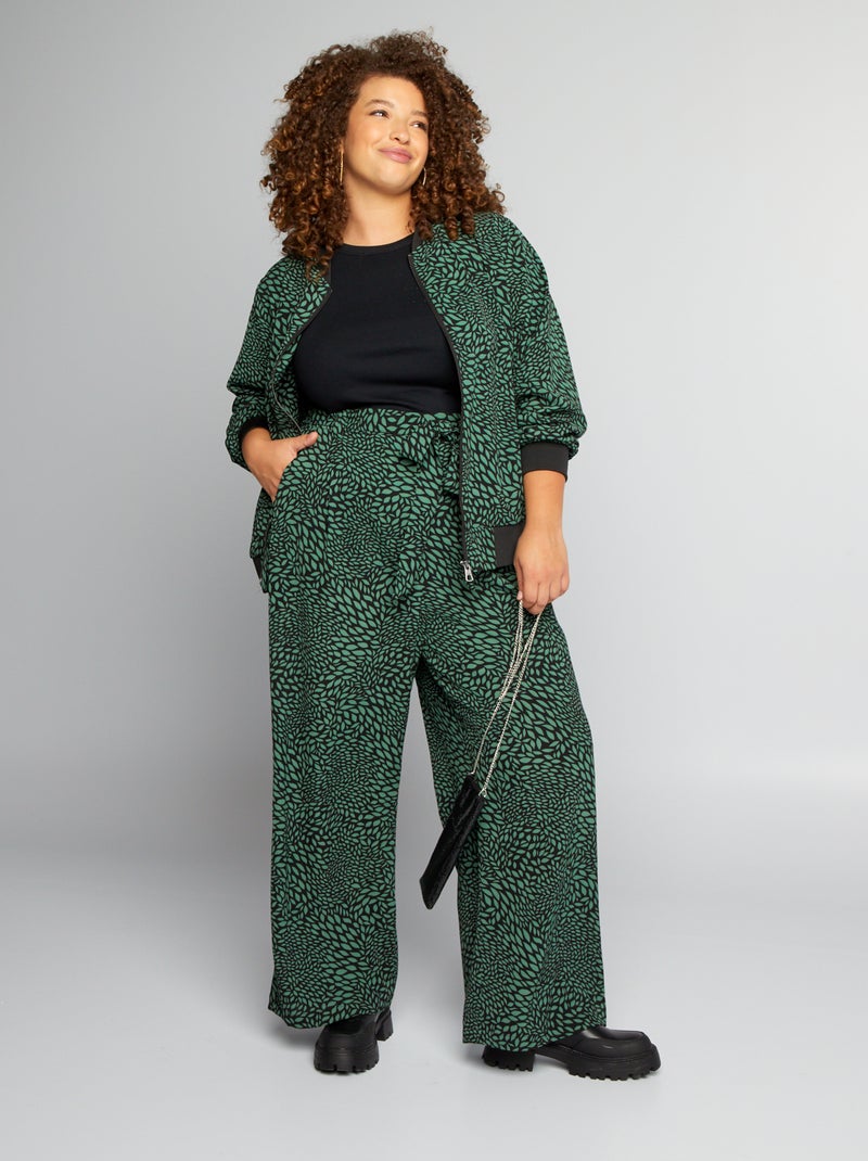 Pantalón ancho estampado VERDE - Kiabi