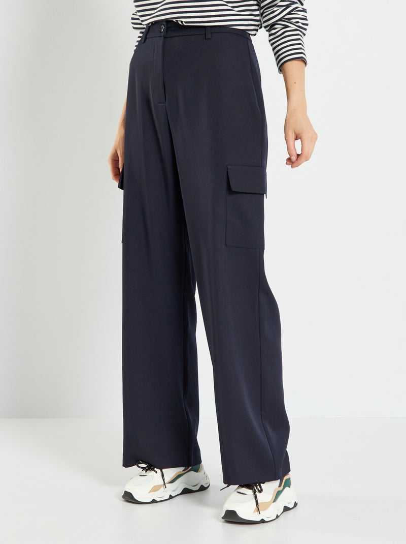 Pantalón ancho estilo cargo azul - Kiabi