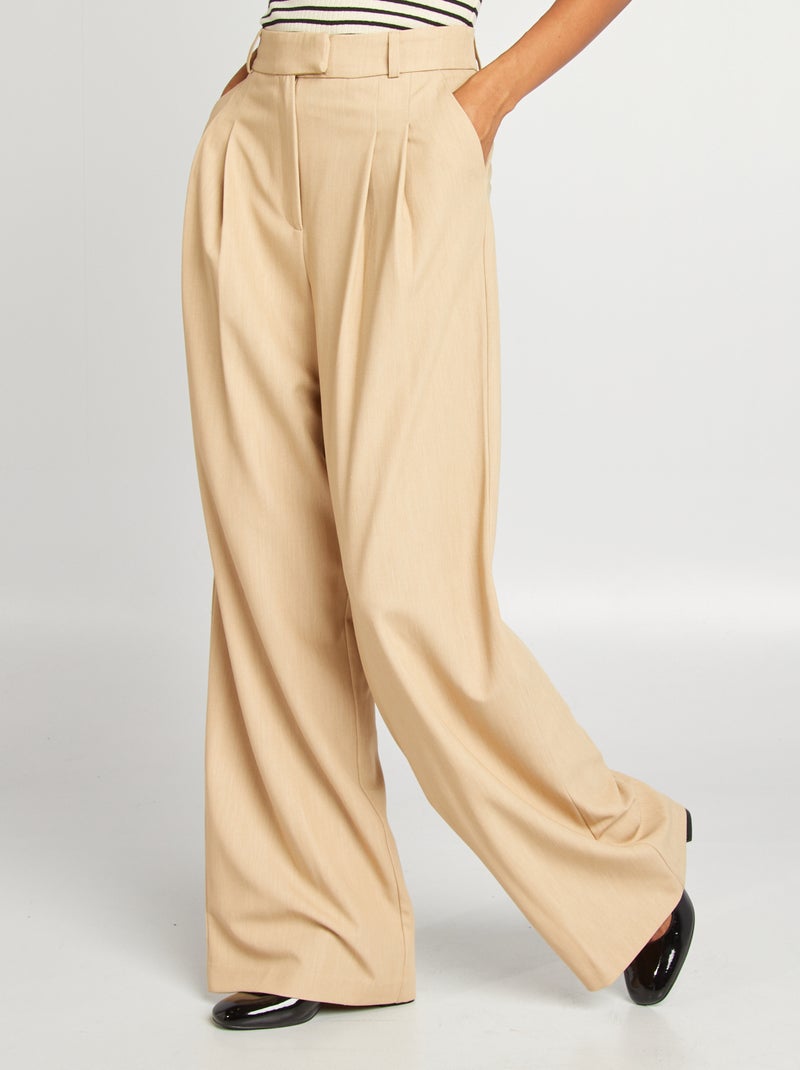 Pantalón ancho estilo de traje BEIGE - Kiabi