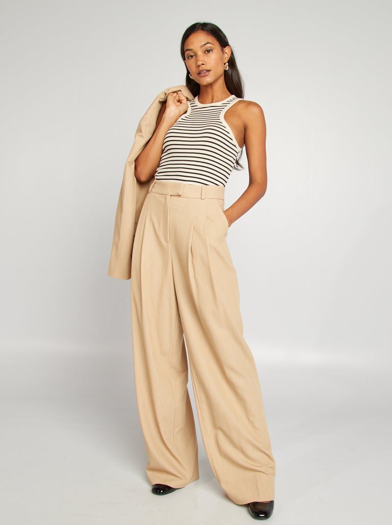 Pantalón ancho estilo de traje BEIGE - Kiabi