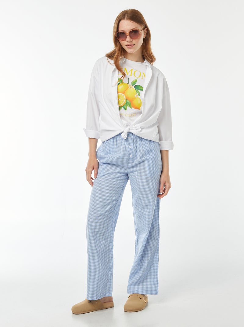 Pantalón ancho estilo pijama Azul - Kiabi