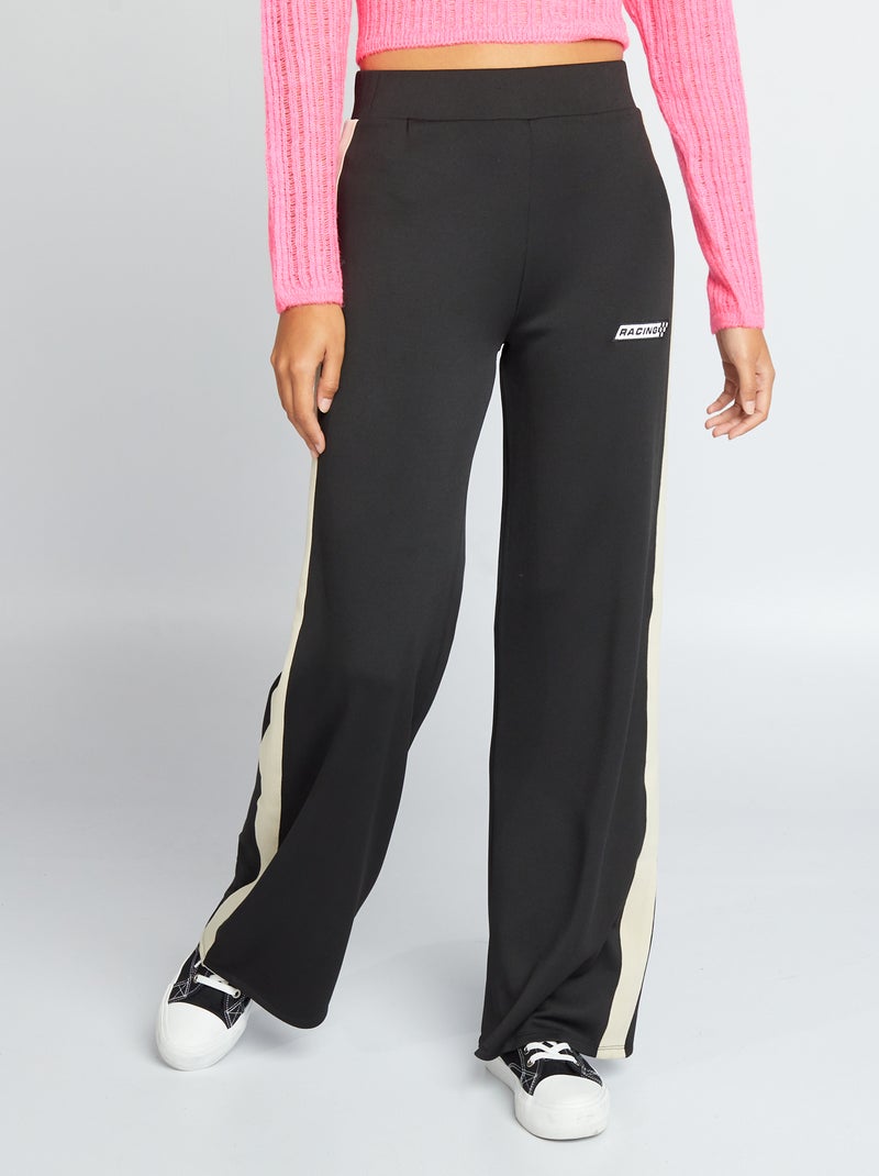 Pantalón ancho estilo 'racing' NEGRO - Kiabi