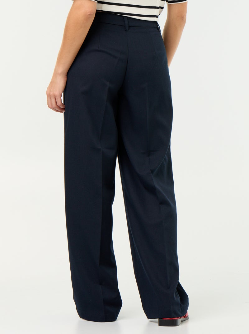 Pantalón ancho fluido liso Azul - Kiabi
