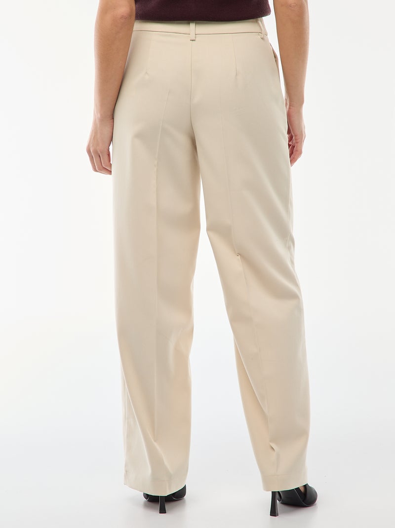 Pantalón ancho fluido liso Beige - Kiabi