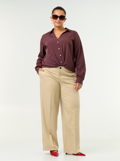 Pantalón ancho fluido liso - Kiabi