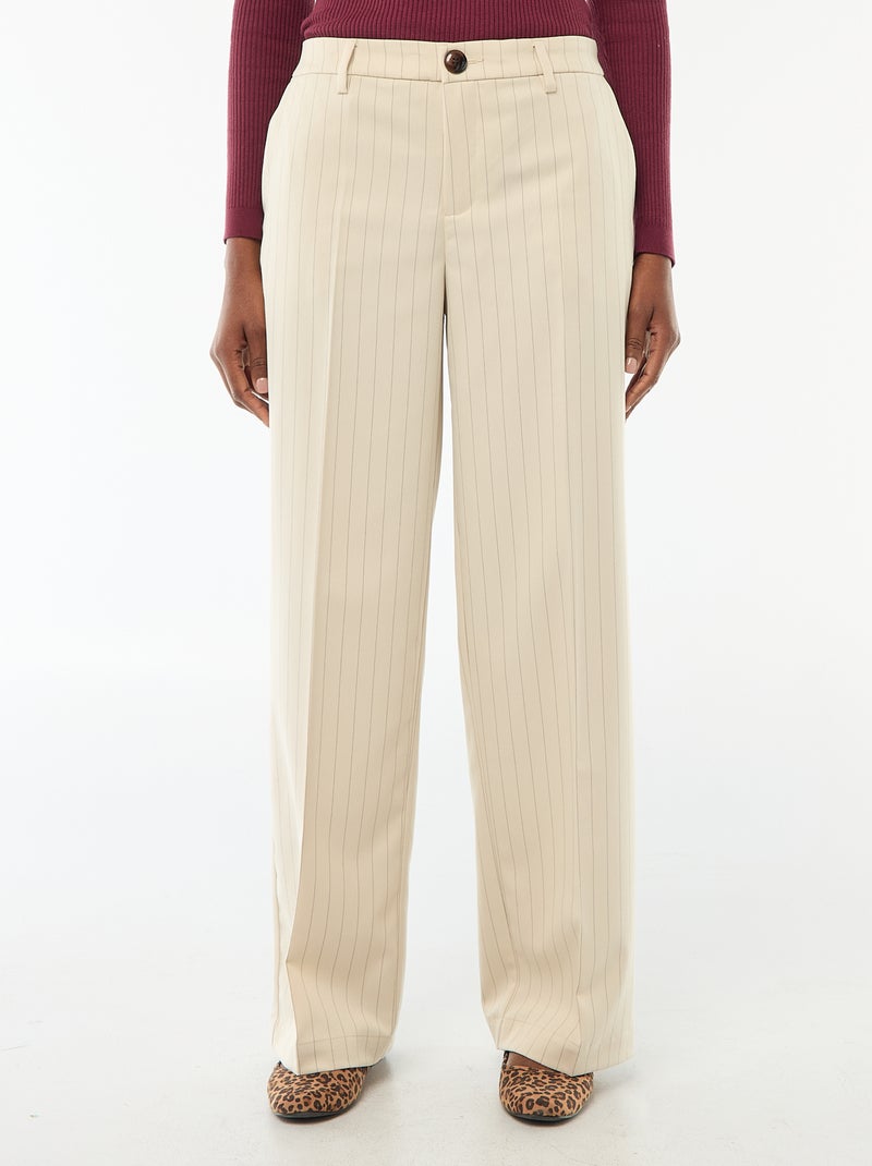 Pantalón ancho fluido liso Beige - Kiabi
