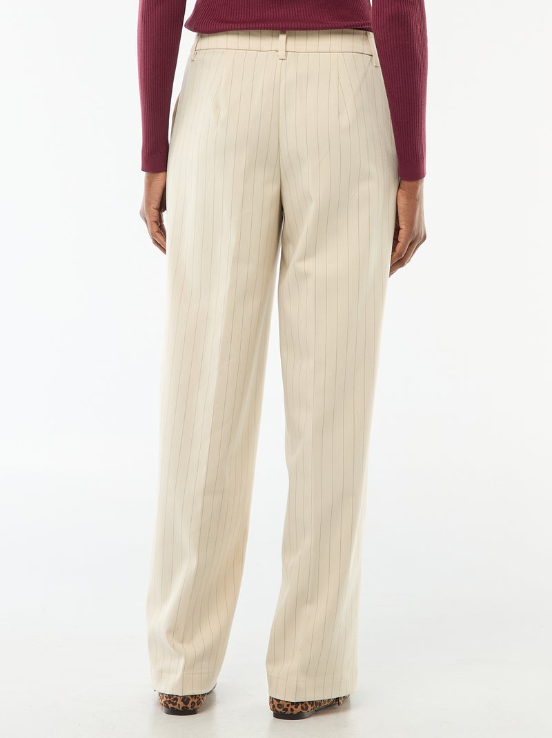 Pantalón ancho fluido liso Beige - Kiabi