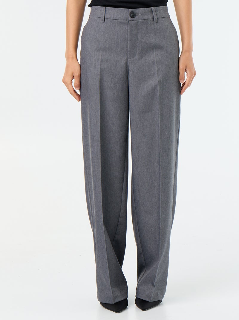 Pantalón ancho fluido liso Gris - Kiabi
