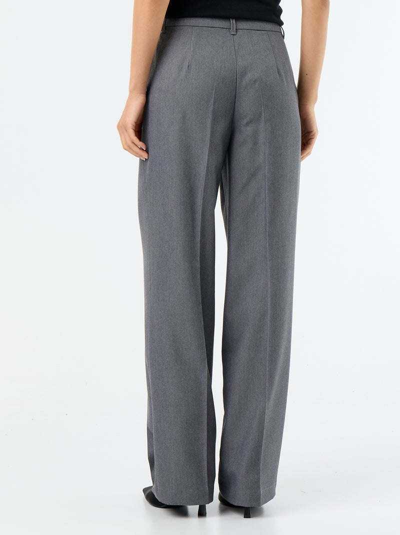 Pantalón ancho fluido liso Gris - Kiabi