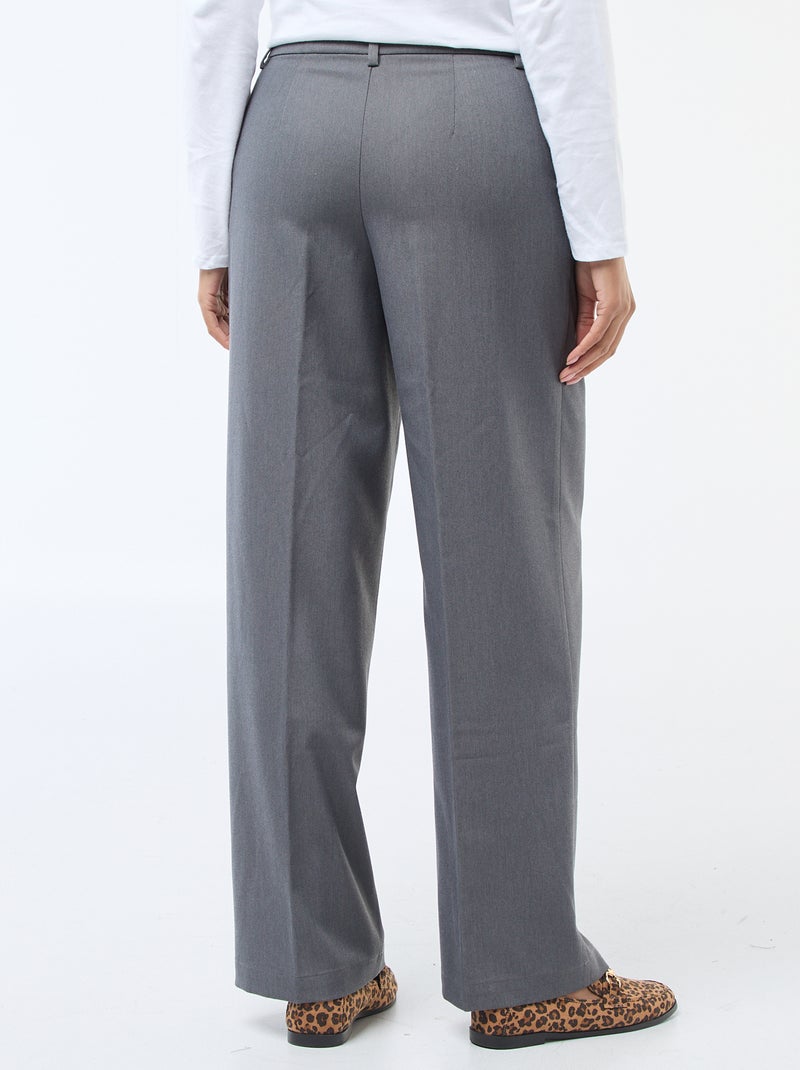 Pantalón ancho fluido liso Gris - Kiabi