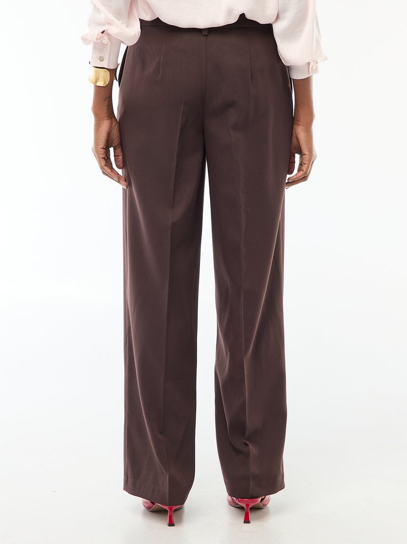 Pantalón ancho fluido liso Marron - Kiabi