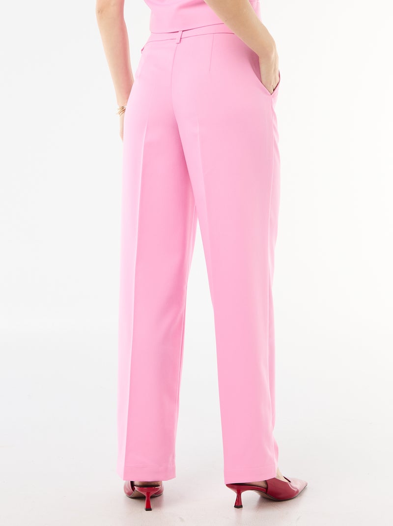 Pantalón ancho fluido liso Rosa - Kiabi