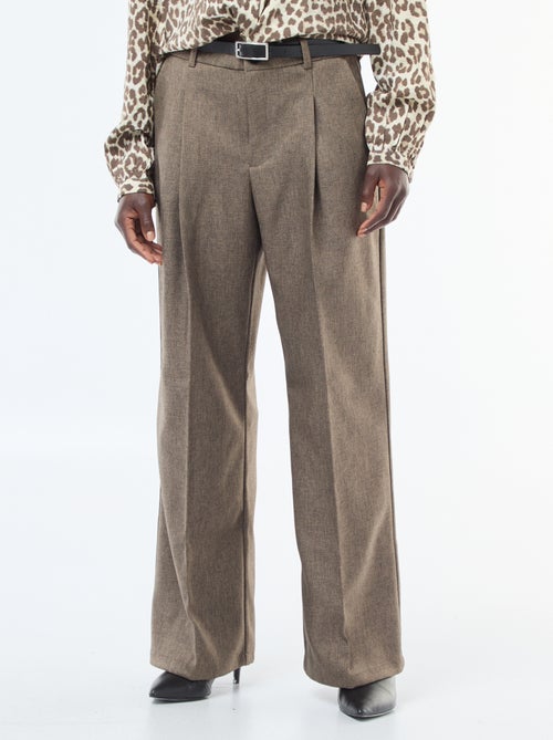 Pantalón ancho 'JDY' de franela con cinturón - Kiabi