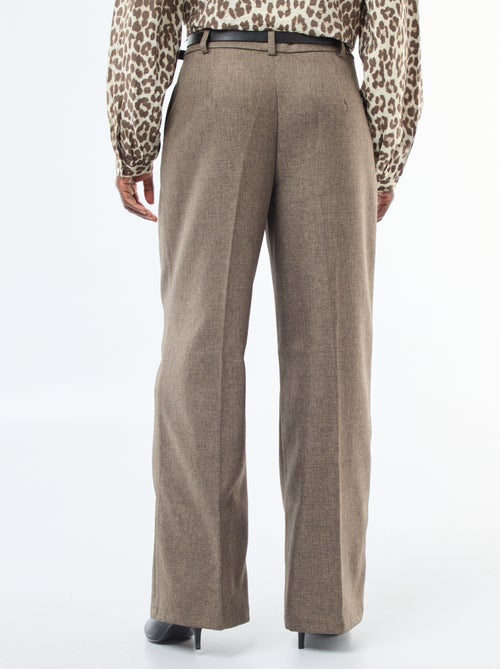 Pantalón ancho 'JDY' de franela con cinturón - Kiabi