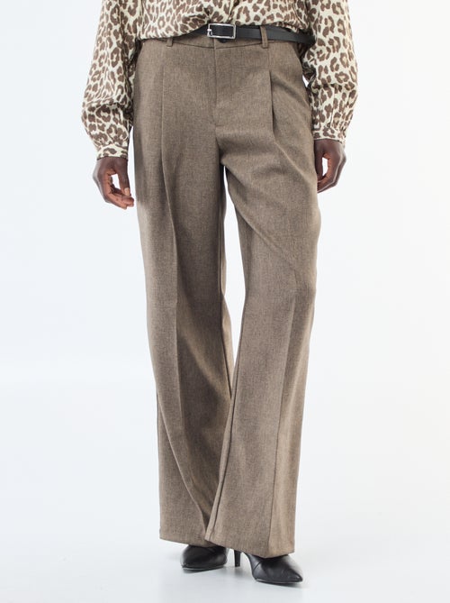 Pantalón ancho 'JDY' de franela con cinturón - Kiabi