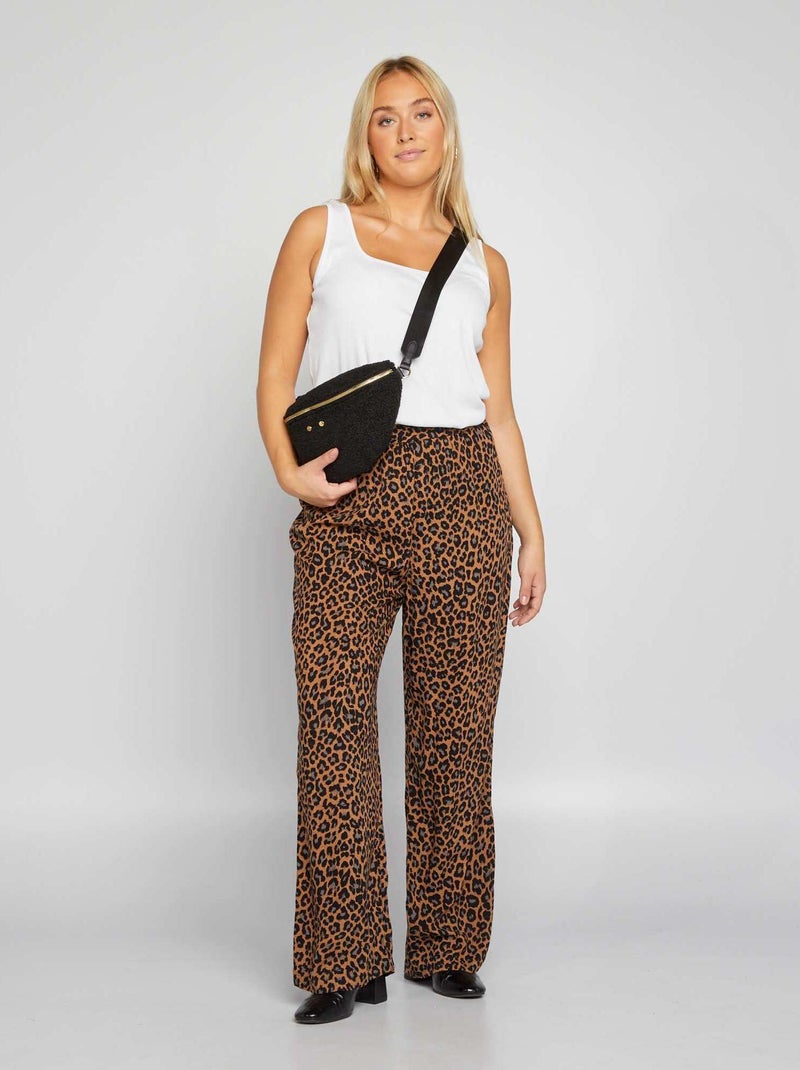 Pantalón ancho 'leopardo' 'Only Carmakoma' MARRON - Kiabi