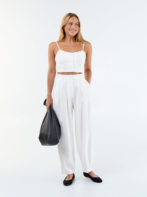 Pantalón ancho ligero de sarga - Kiabi