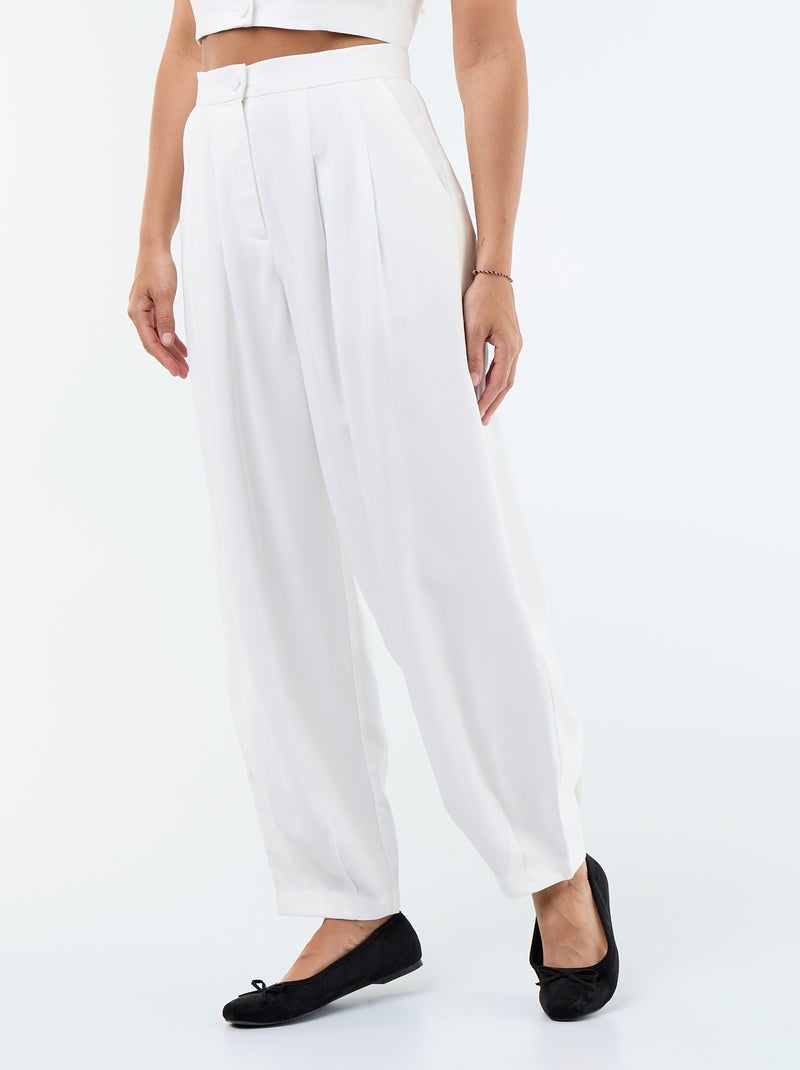 Pantalón ancho ligero de sarga Blanco - Kiabi