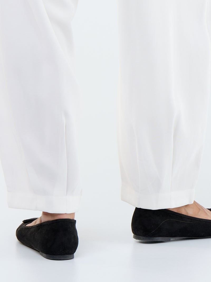 Pantalón ancho ligero de sarga Blanco - Kiabi