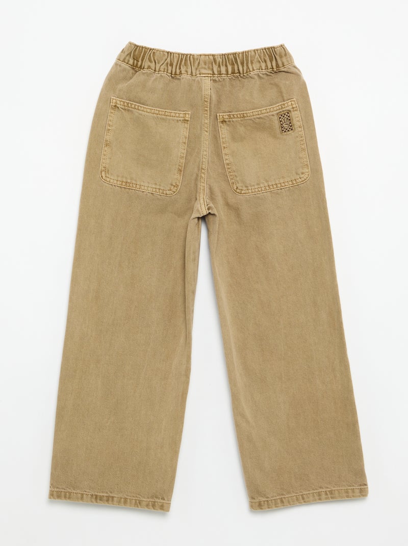 Pantalón ancho liso Beige - Kiabi