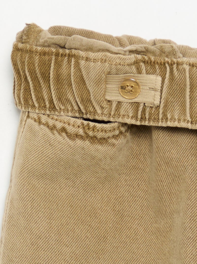 Pantalón ancho liso Beige - Kiabi