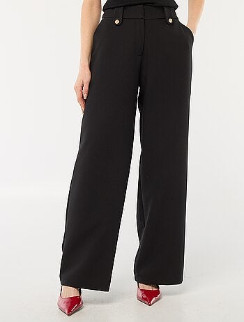 Pantalón ancho liso con abertura de cremallera y corchete