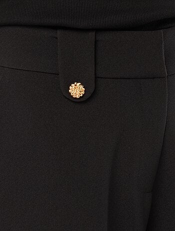 Pantalón ancho liso con abertura de cremallera y corchete