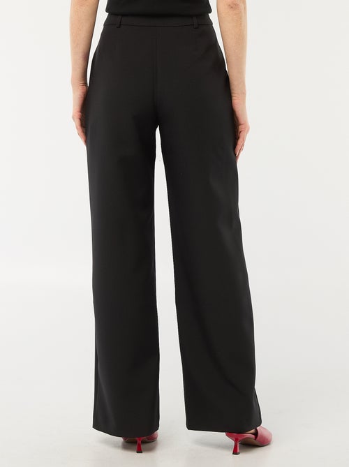 Pantalón ancho liso con abertura de cremallera y corchete - Kiabi