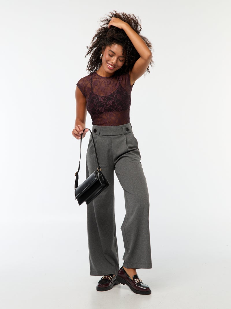 Pantalón ancho liso con bolsillos 'JDY' Gris - Kiabi