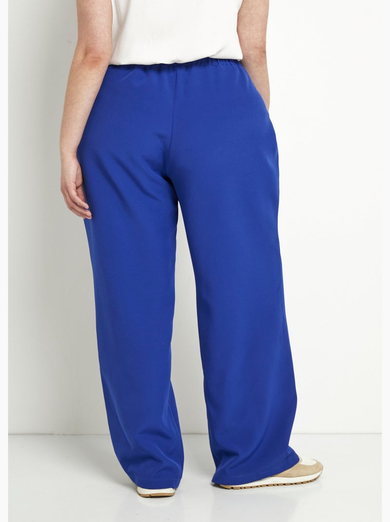 Pantalón ancho liso con cintura semielástica - Afibel Azul - Kiabi