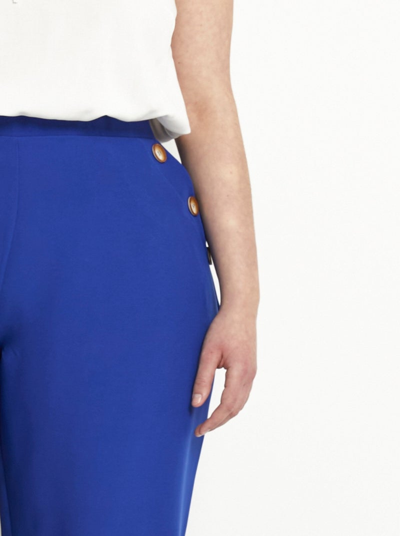 Pantalón ancho liso con cintura semielástica - Afibel Azul - Kiabi