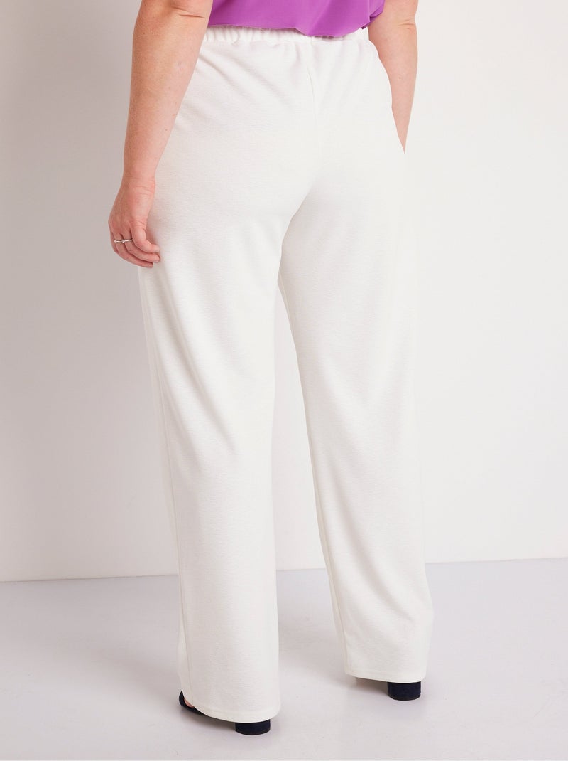 Pantalón ancho liso con cintura semielástica - Afibel Blanco - Kiabi