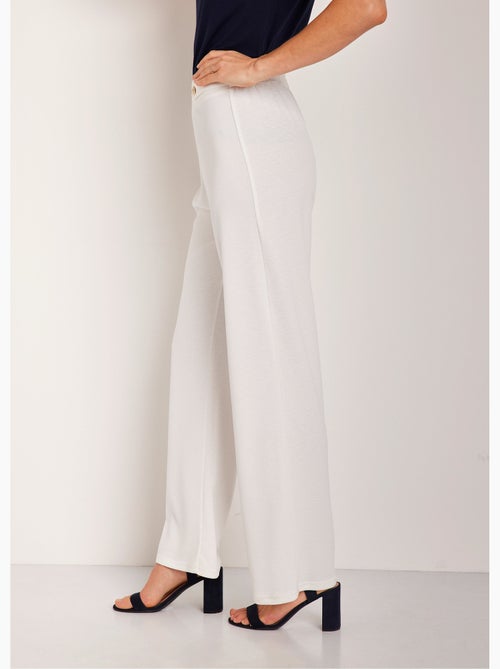 Pantalón ancho liso con cintura semielástica - Afibel - Kiabi