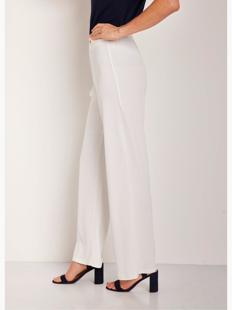 Pantalón ancho liso con cintura semielástica - Afibel Blanco - Kiabi