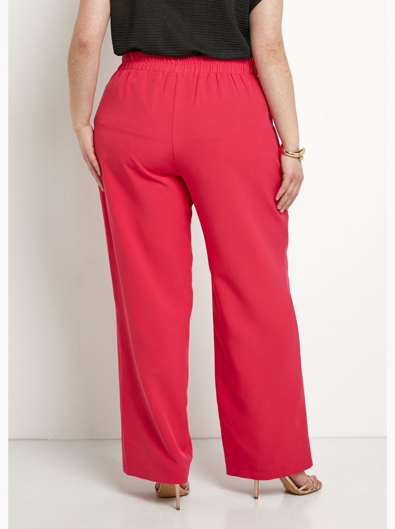 Pantalón ancho liso con cintura semielástica - Afibel Rosa fucsia - Kiabi