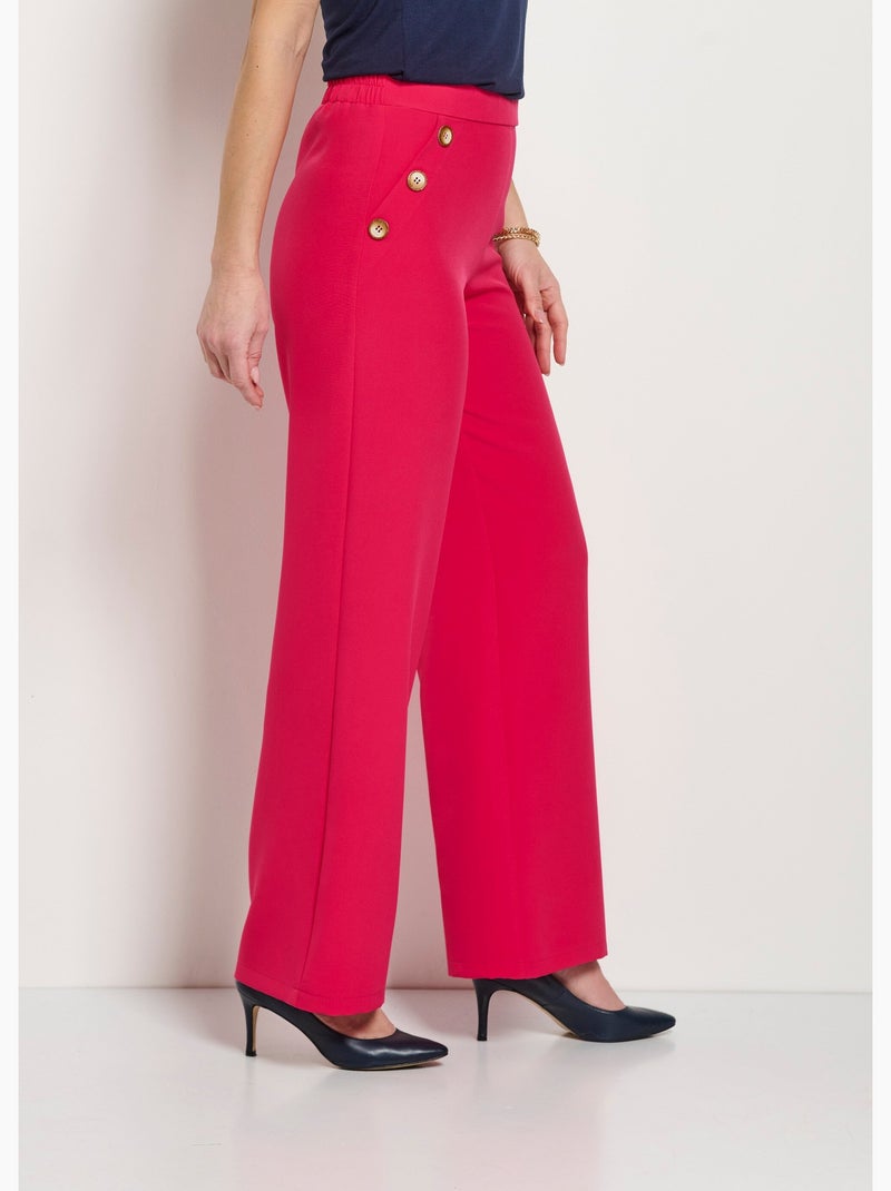 Pantalón ancho liso con cintura semielástica - Afibel Rosa fucsia - Kiabi