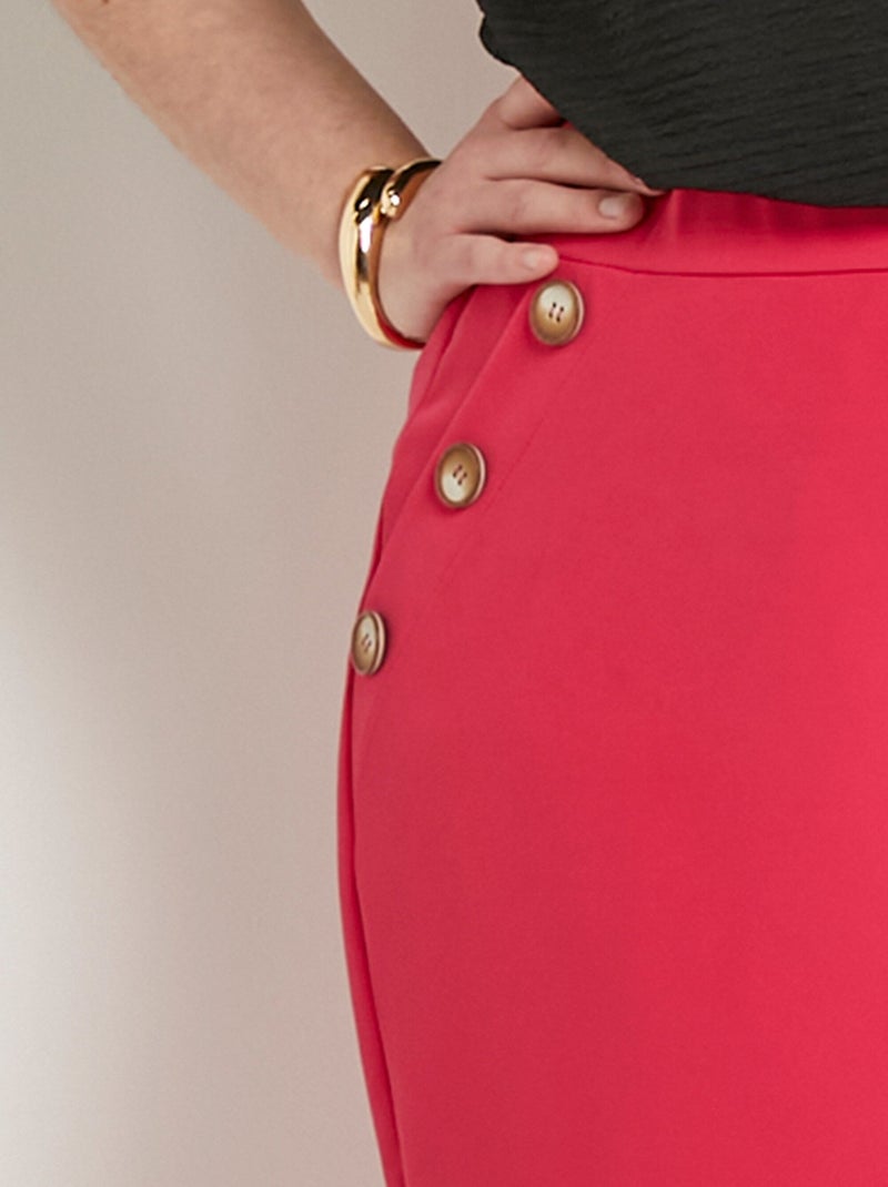 Pantalón ancho liso con cintura semielástica - Afibel Rosa fucsia - Kiabi