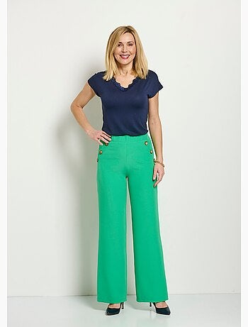 Pantalón ancho liso con cintura semielástica - Afibel