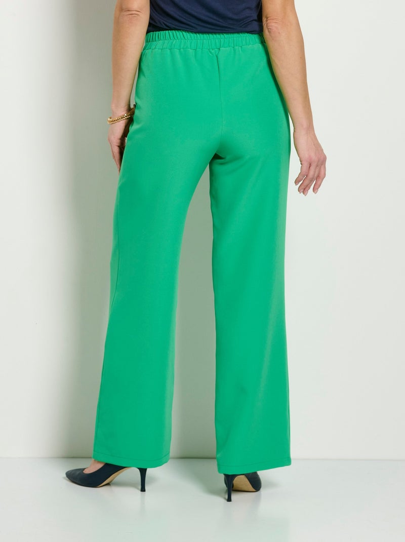 Pantalón ancho liso con cintura semielástica - Afibel Verde - Kiabi